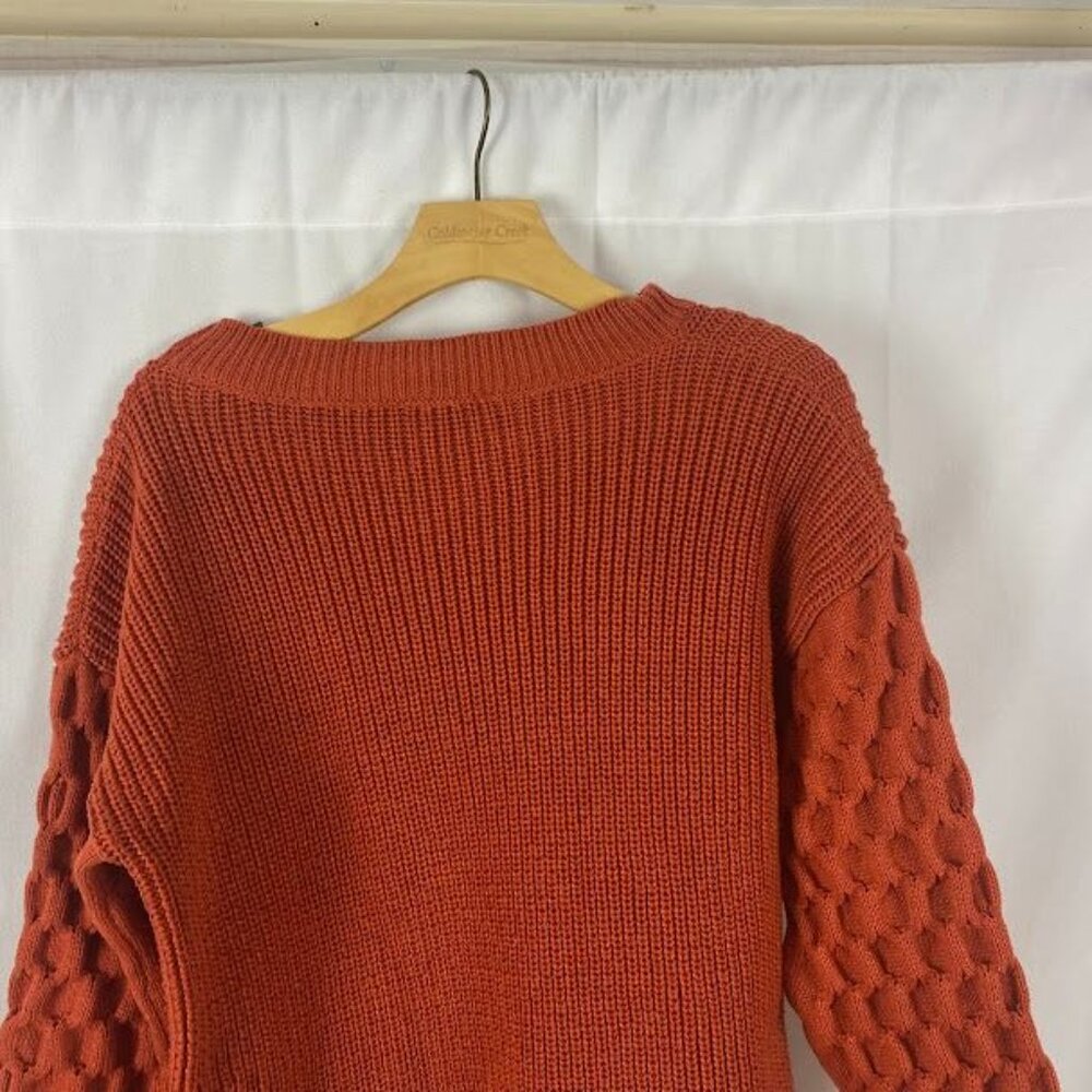 Pretty Garden Orange Knit Pullover Sweater Women's Large - Picture 9 of 12